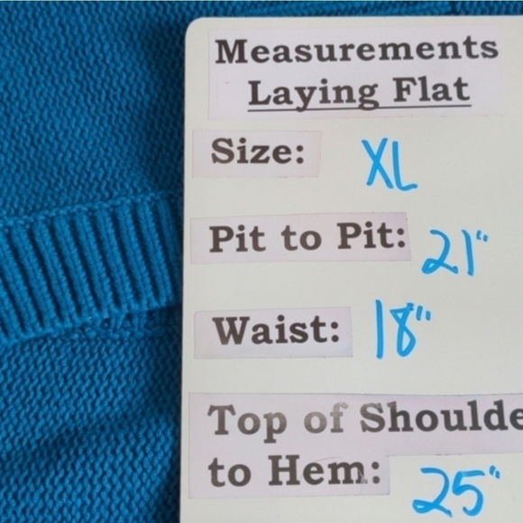 Teal Blue Knitted Volume Sleeve Cardigan Sweater with Collar size XL - Picture 6 of 6